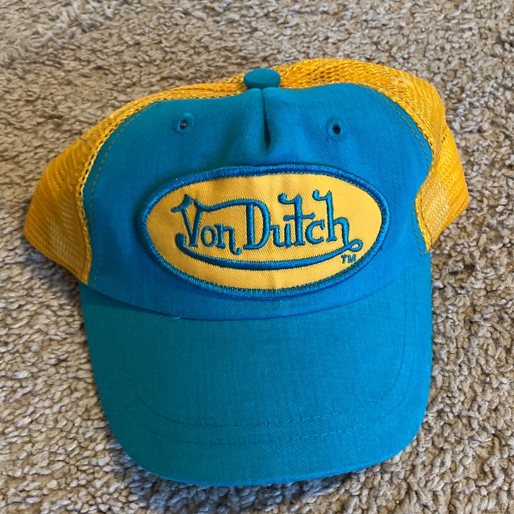 BRAND NEW Von Dutch Teal and Mustard Trucker Hat